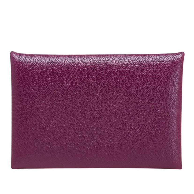 Hermès Chevre Mysore Calvi Card Holder Purple Leather Good condition - Front View