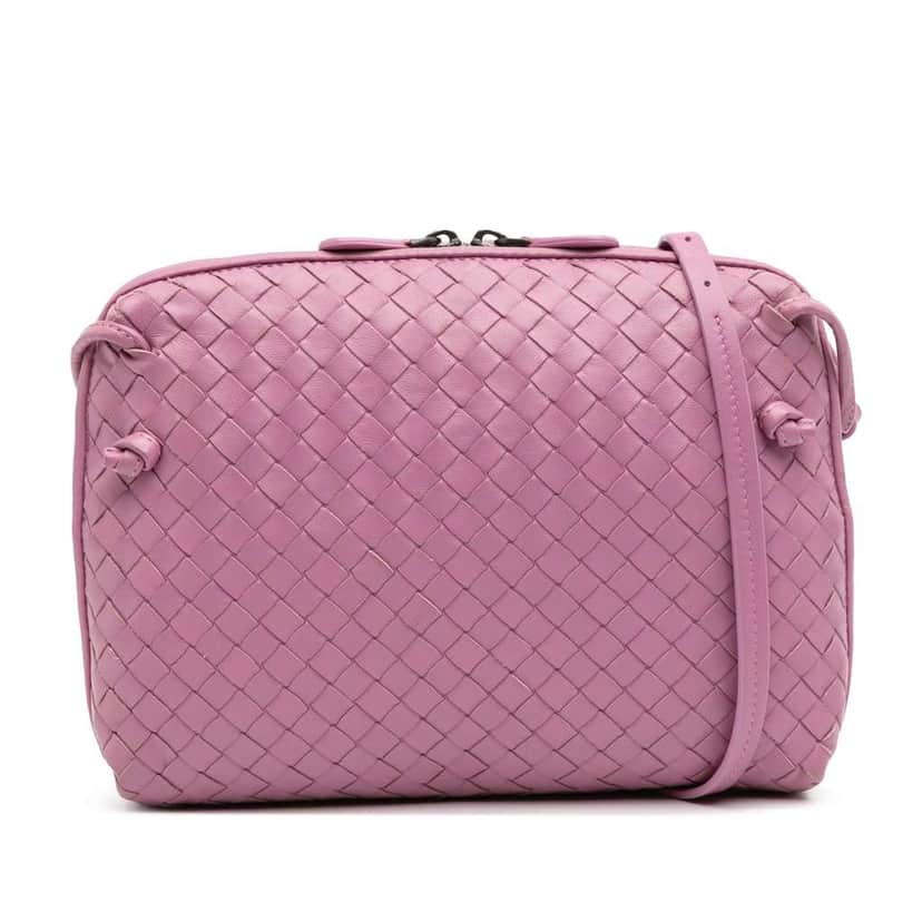 Bottega Veneta Nappa Intrecciato Nodini Crossbody Pink Leather Good condition - Front View