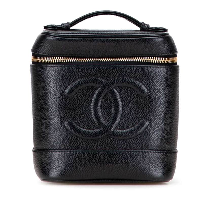 Chanel CC Caviar Vanity Bag Black Leather Good condition - Front View