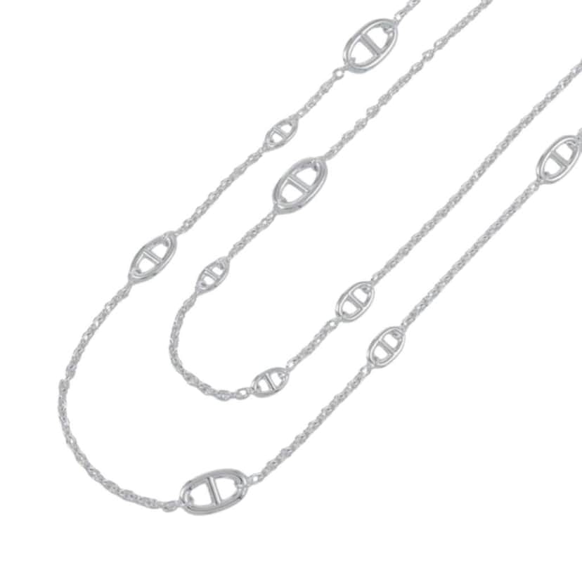 Hermès Sterling Silver Farandole Long Necklace 120 Silver Silver Good condition - Front View