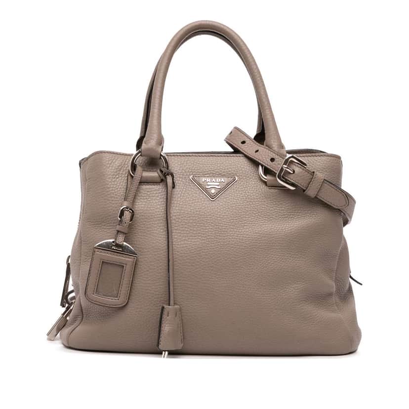 Prada Vitello Phenix Open Convertible Tote Brown Leather Good condition - Front View