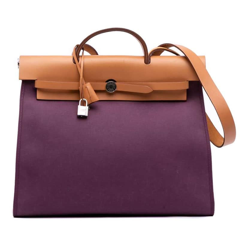 Hermès Toile Herbag Zip 39 Purple Canvas Good condition - Front View