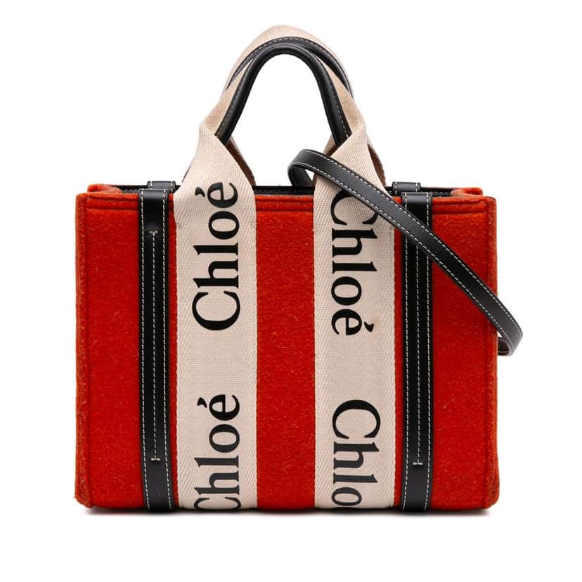 Chloé Small Wool Woody Satchel Red Wool Good condition - Front View