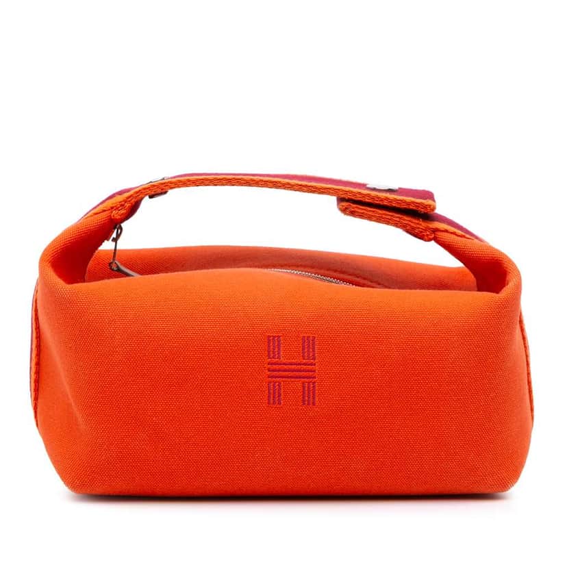 Hermès Small Canvas Bride A Brac Case Orange Canvas Good condition - Front View