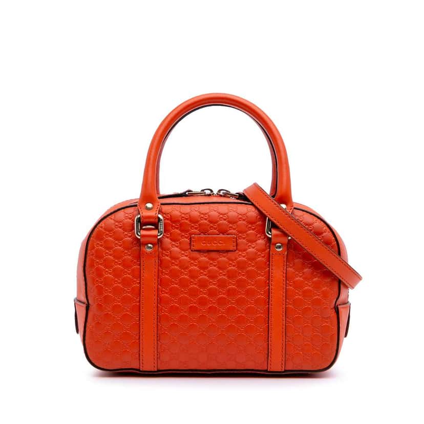 Gucci Small Microguccissima Bree Satchel Orange Leather Good condition - Front View