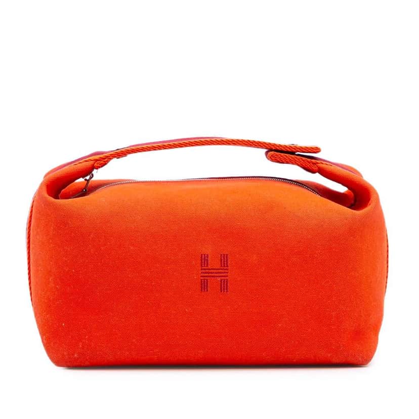 Hermès Large Canvas Bride A Brac Case Orange Canvas Good condition - Front View