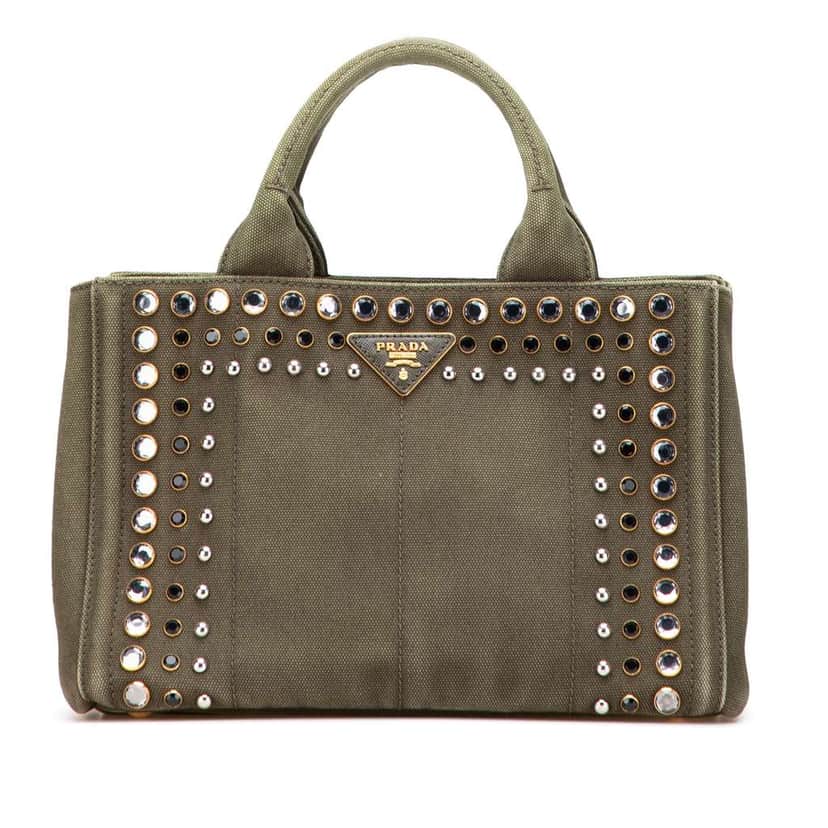 Prada Small Canvas Canapa Bijoux Satchel Brown Canvas Good condition - Front View