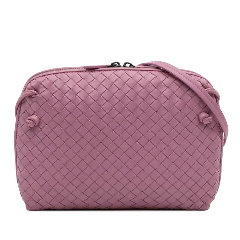Bottega Veneta Nappa Intrecciato Nodini Crossbody Pink Leather Good condition - Front View