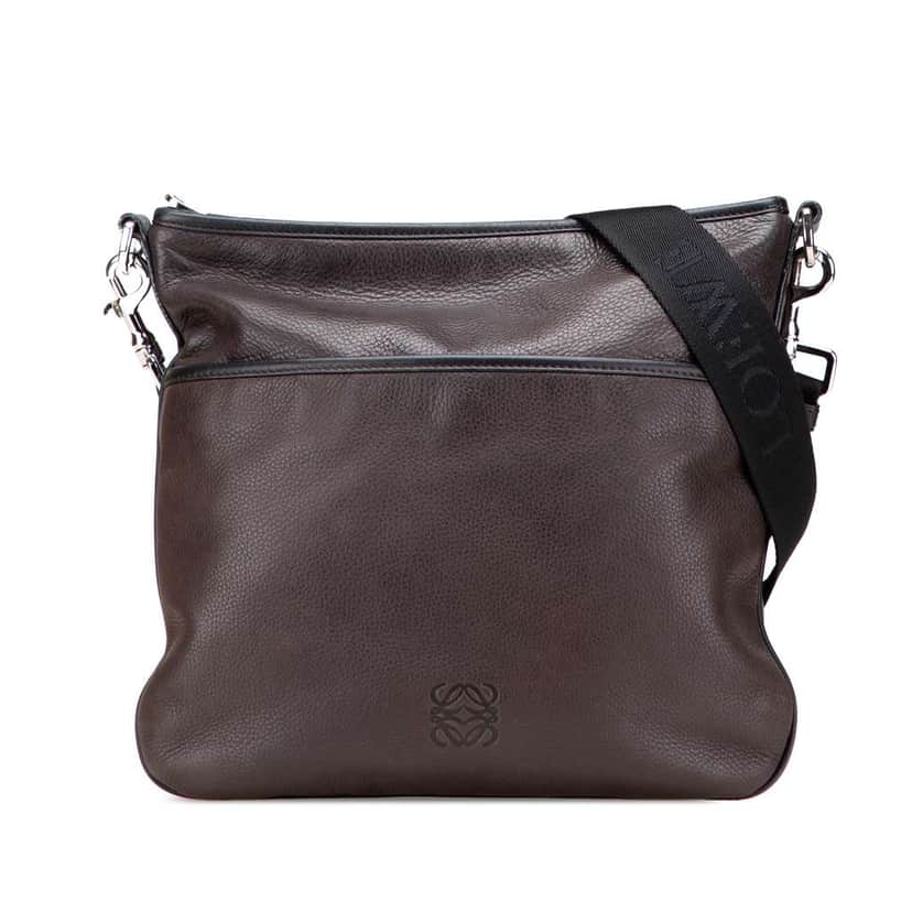 Loewe Anagram Leather Messenger Bag Brown Leather Very good condition - Front View