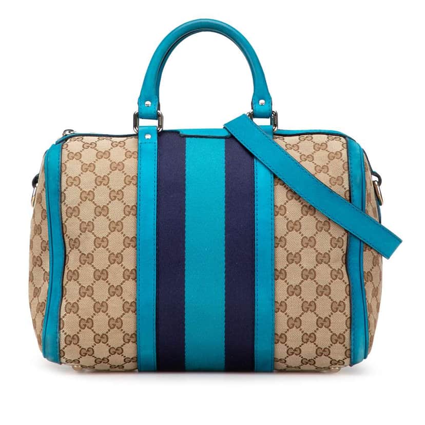 Gucci Medium GG Canvas Web Joy Boston Bag Brown Canvas Good condition - Front View
