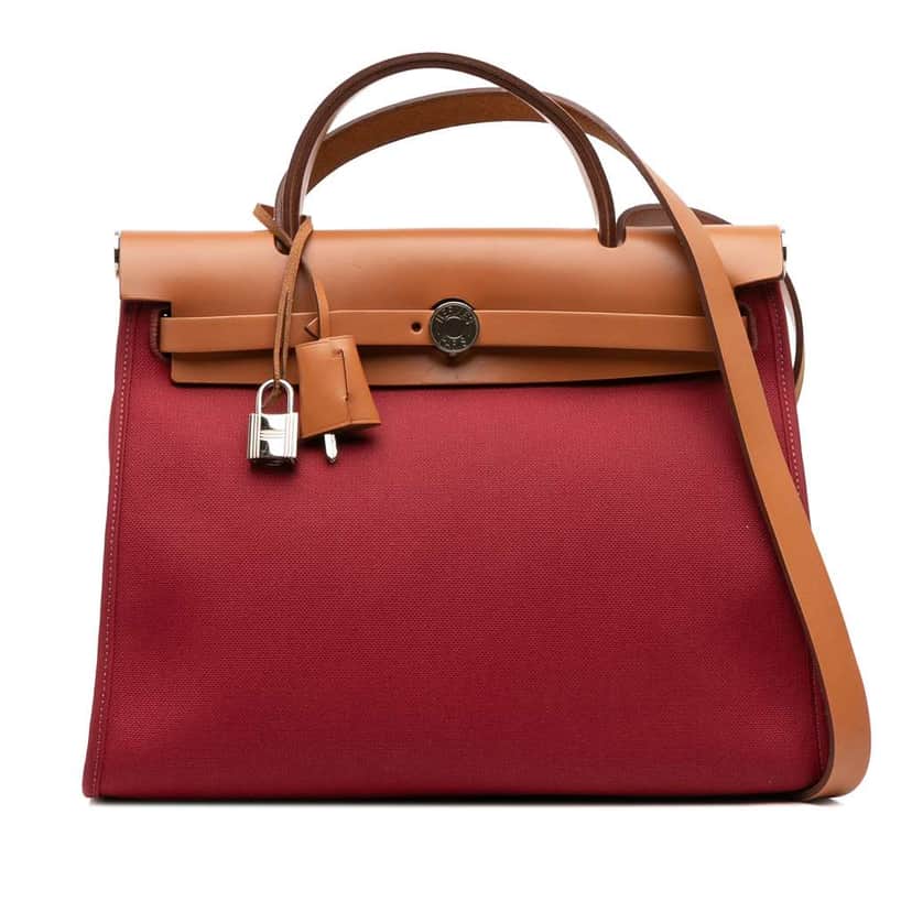 Hermès Toile Herbag Zip 31 Red Canvas Good condition - Front View