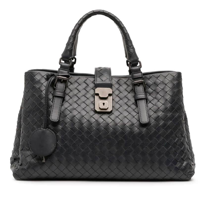 Bottega Veneta Small Nappa Intrecciato Roma Satchel Blue Leather Good condition - Front View