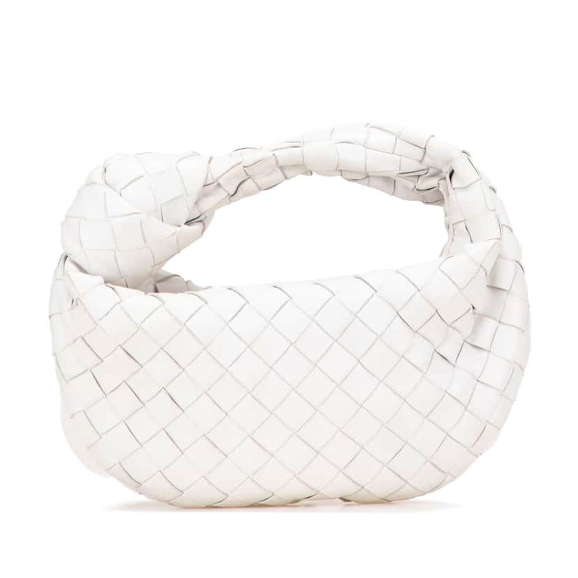 Bottega Veneta Mini Nappa Intrecciato Jodie White Leather Good condition - Front View