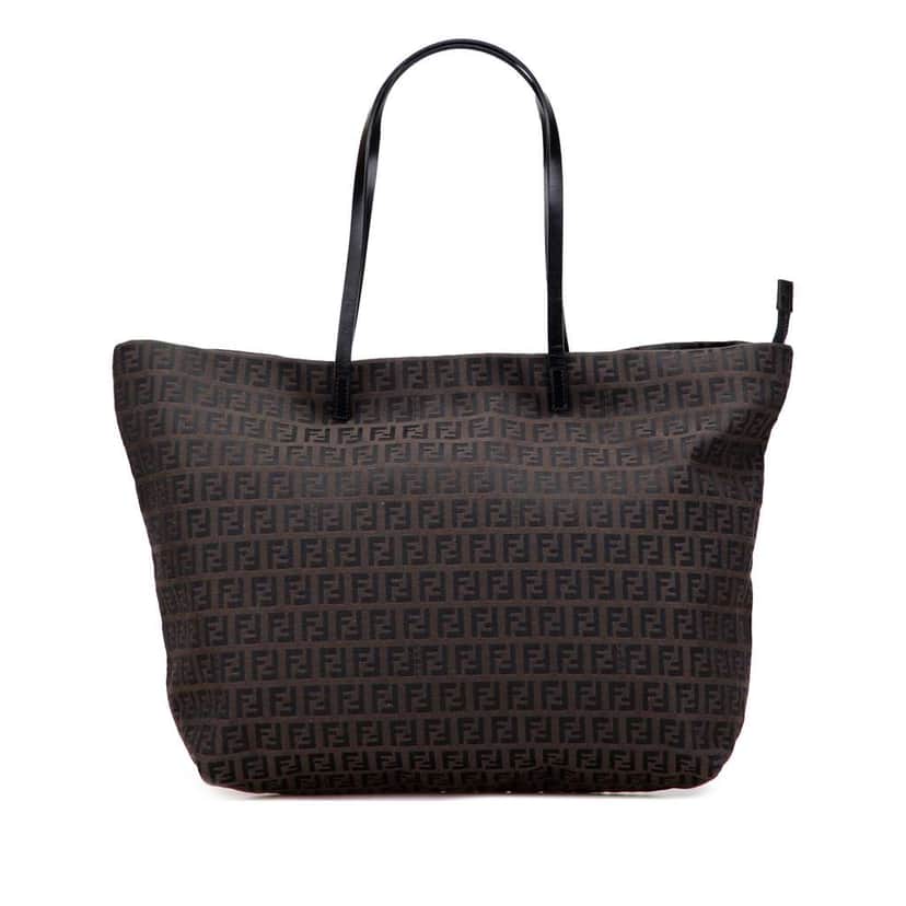 Fendi Small Zucchino Canvas Tote Brown Canvas Good condition - Front View