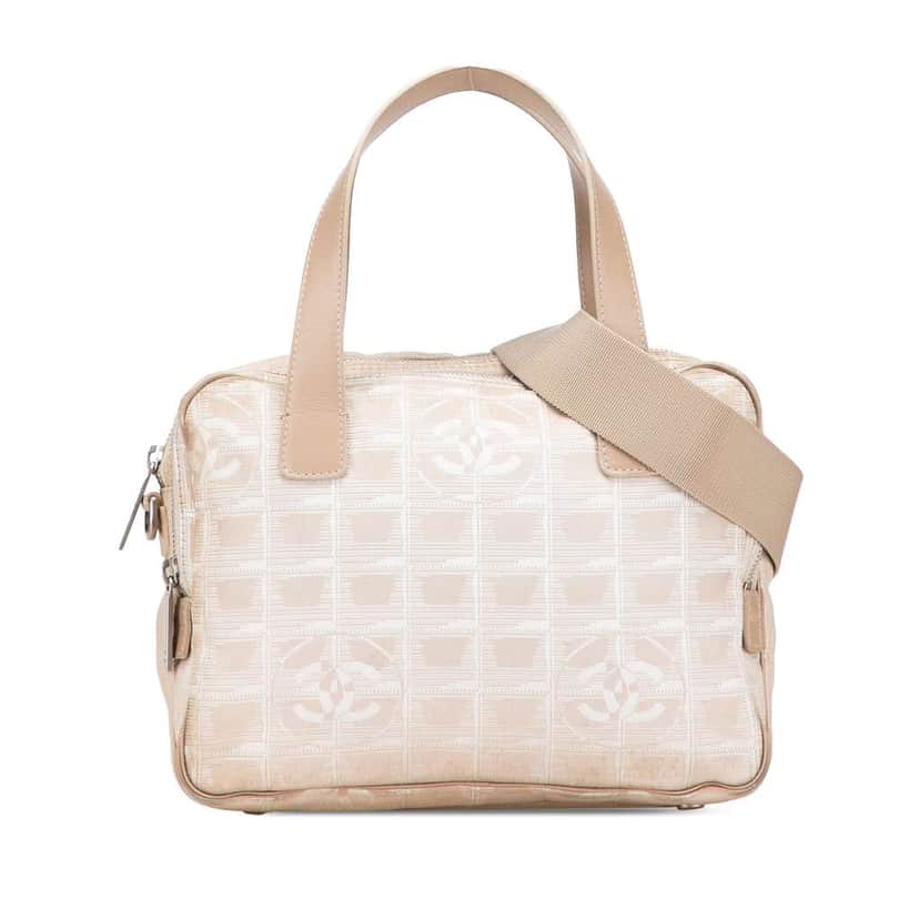 Chanel New Travel Line Nylon Satchel Brown Fair condition - Front View