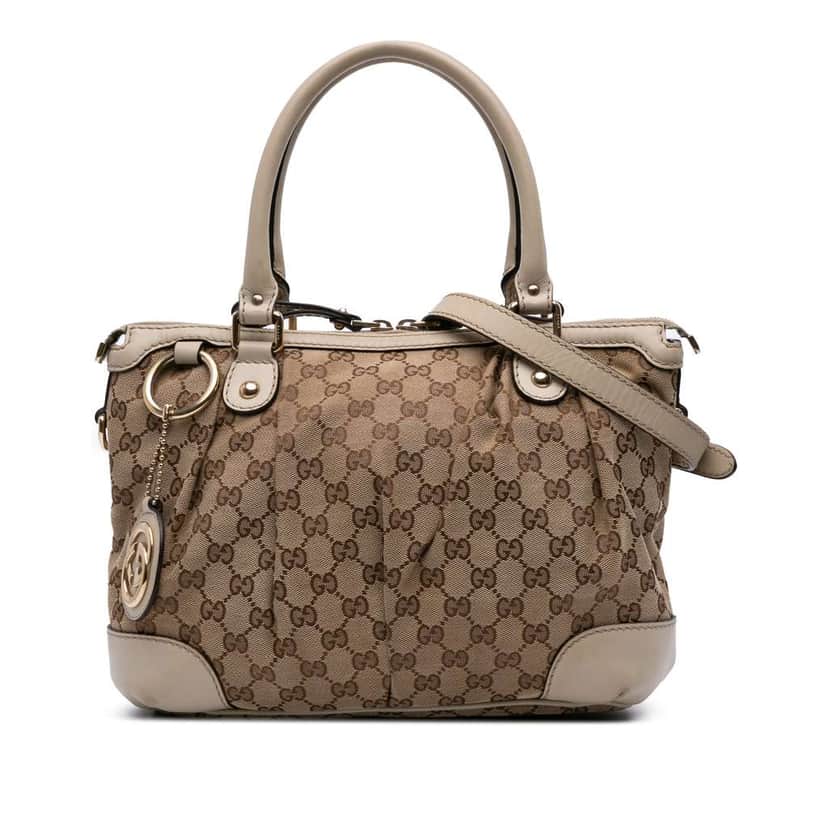 Gucci GG Canvas Sukey Satchel Brown Canvas Good condition - Front View