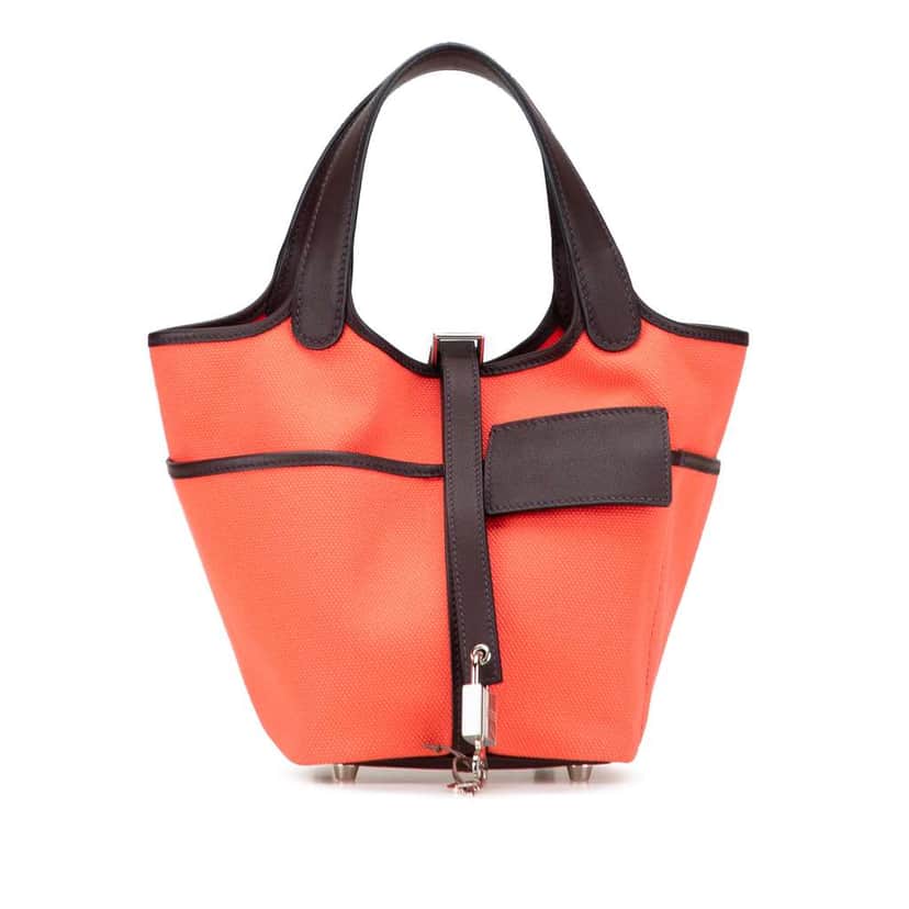 Hermès Toile Goeland and Swift Cargo Picotin Lock 18 Pink Canvas Good condition - Front View