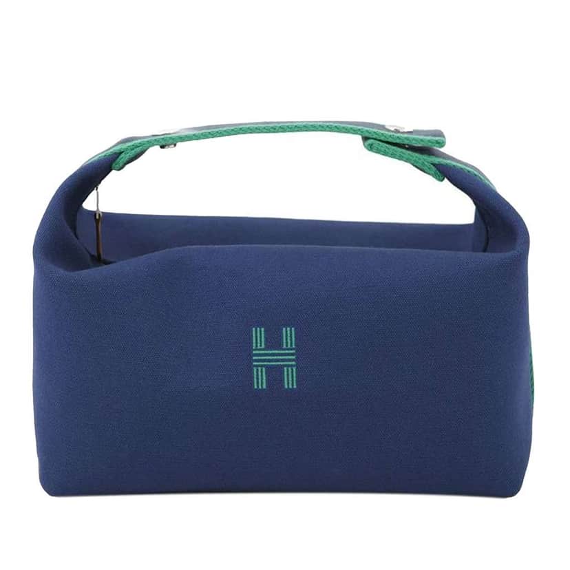 Hermès Large Canvas Bride A Brac Case Blue Canvas Good condition - Front View