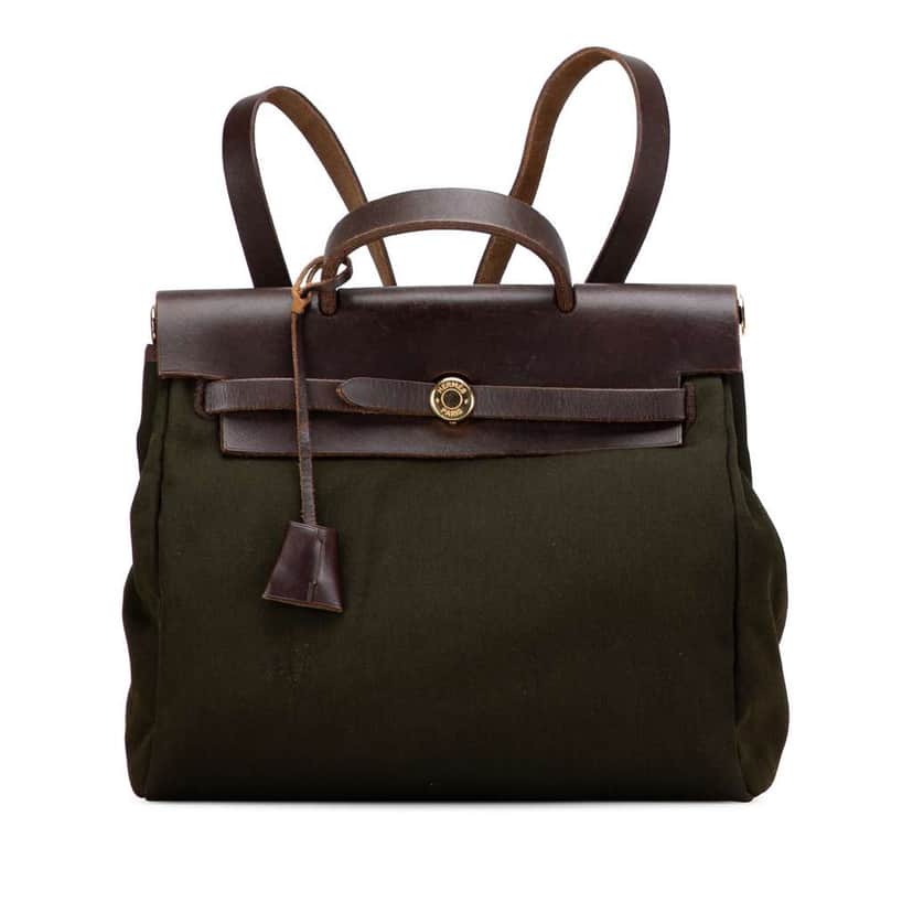 Hermès Toile Herbag Backpack PM Brown Canvas Good condition - Front View