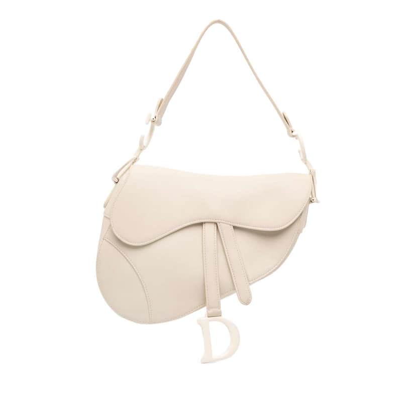 Dior Ultra Matte Calfskin Saddle Bag White Leather Good condition - Front View