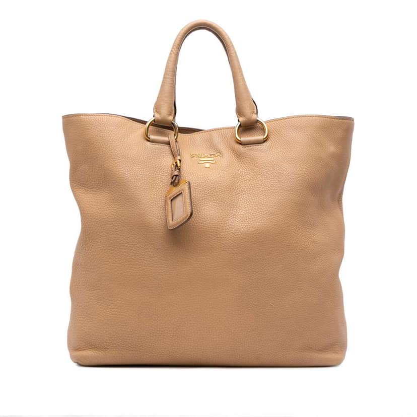 Prada Vitello Daino Open Convertible Tote Brown Leather Very good condition - Front View