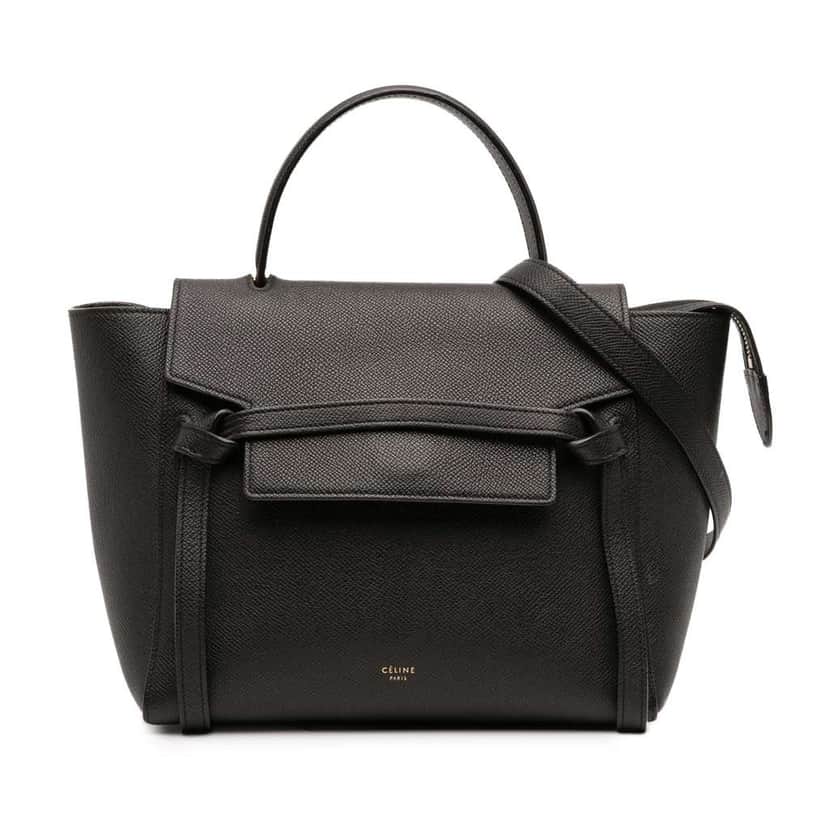 Celine Micro Grained Calfskin Belt Bag Black Leather Good condition - Front View