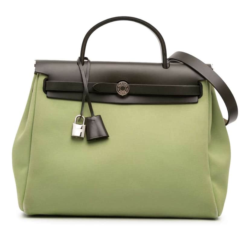 Hermès Toile Herbag Zip 31 Green Canvas Good condition - Front View