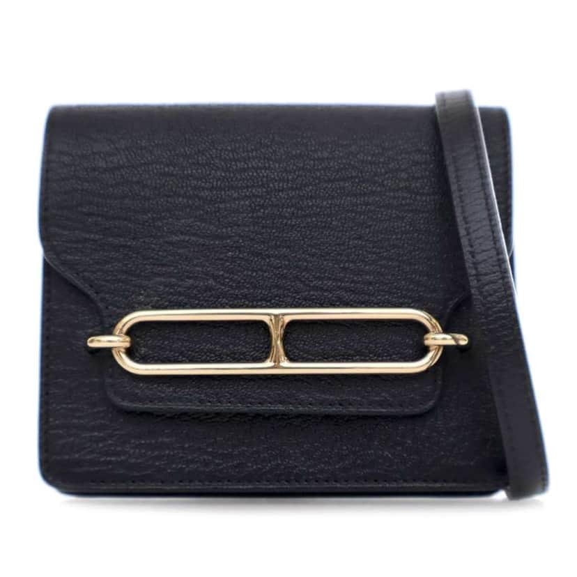 Hermès Chevre Mysore Roulis Slim Wallet Black Leather Good condition - Front View