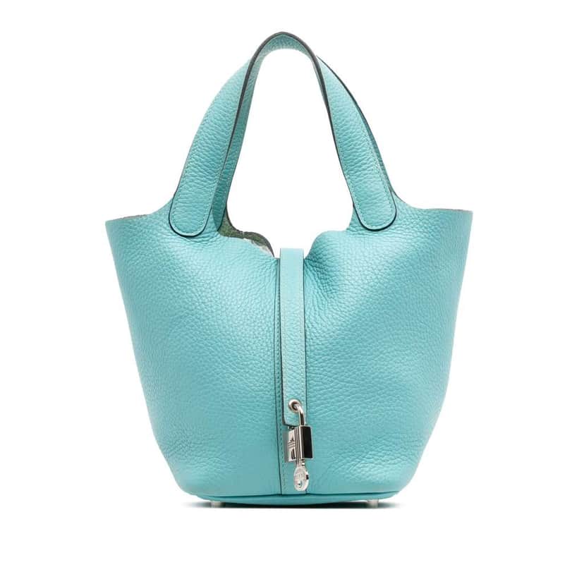 Hermès Clemence Picotin Lock 18 Blue Leather Good condition - Front View