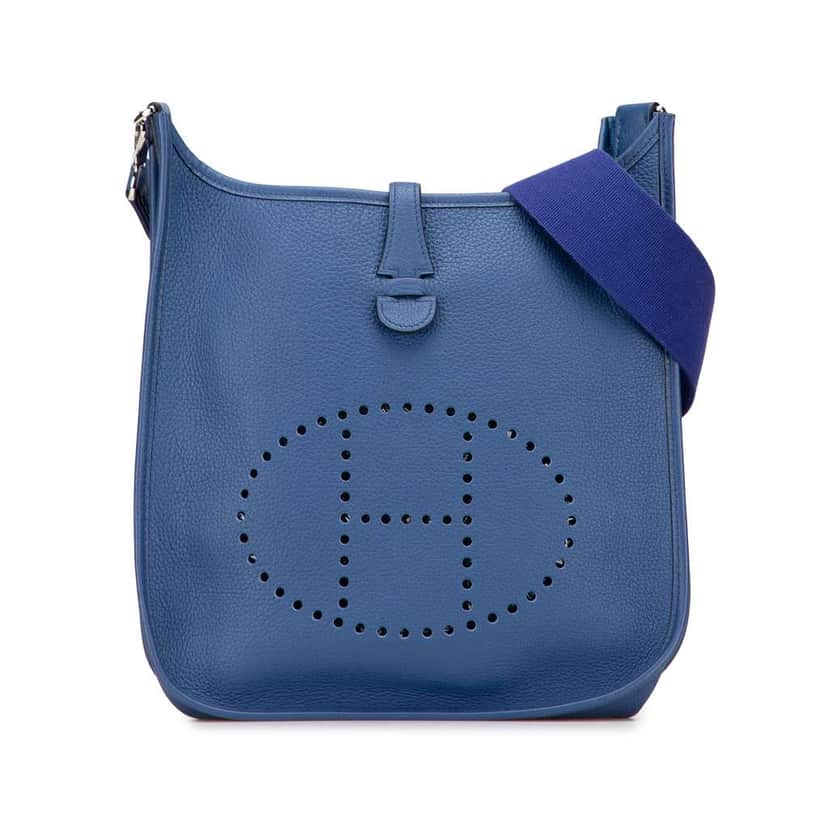 Hermès Clemence Evelyne PM Blue Leather Good condition - Front View