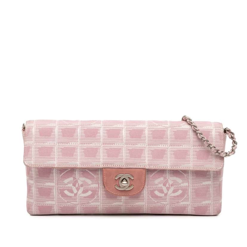 Chanel New Travel Line Nylon East West Flap Pink Good condition - Front View