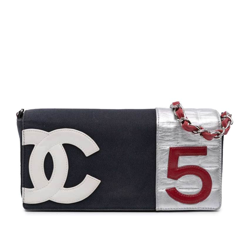 Chanel Multicolor Canvas and Leather No.5 Flap Blue Canvas Good condition - Front View