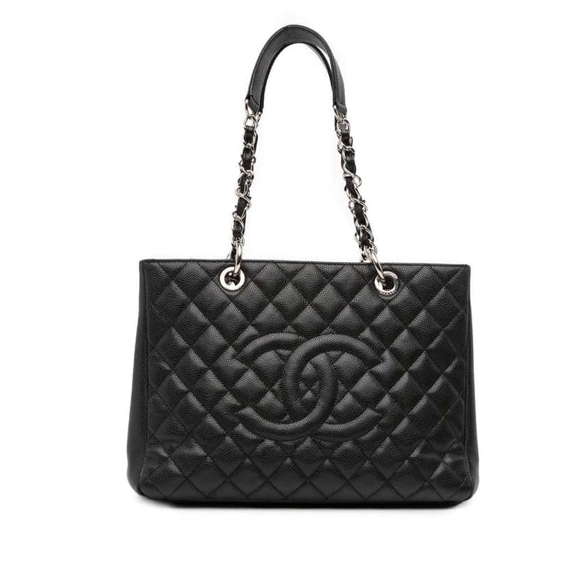 Chanel Caviar Grand Shopping Tote Black Leather Good condition - Front View