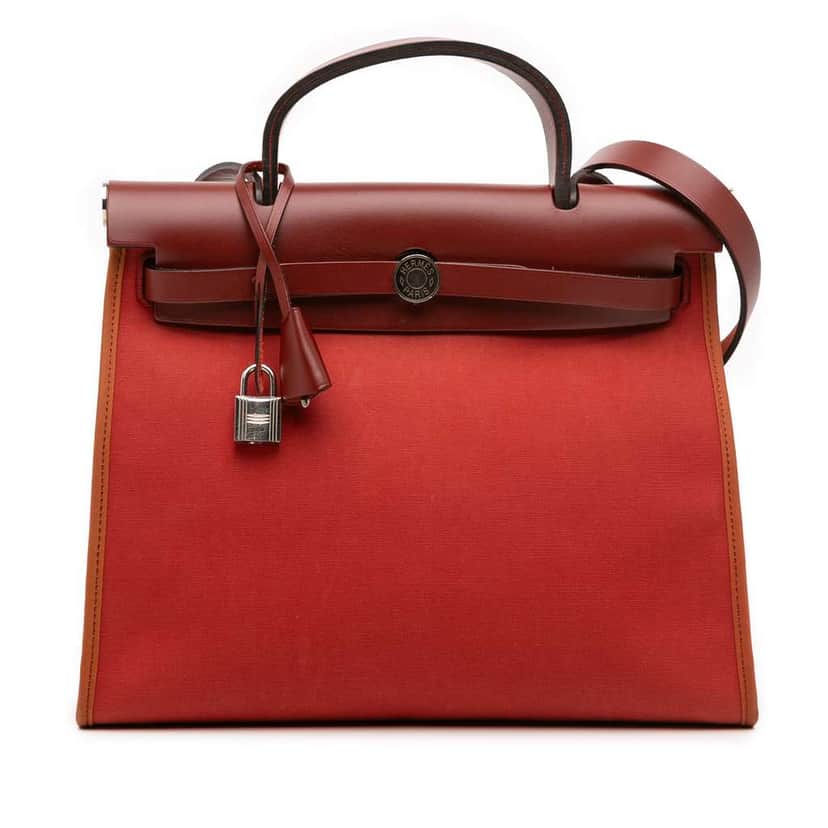 Hermès Toile Herbag Zip 31 Red Canvas Good condition - Front View