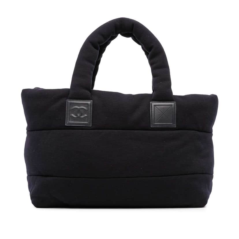 Chanel Medium Jersey Lambskin Reversible Coco Cocoon Tote Blue Cotton Good condition - Front View