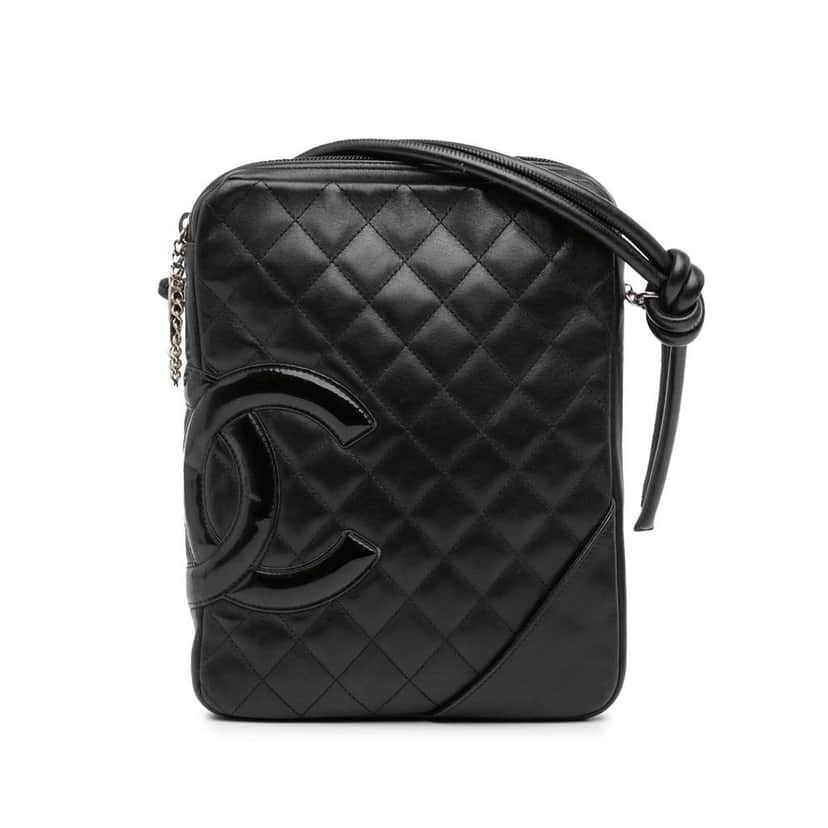 Chanel Lambskin Cambon Ligne Crossbody Black Leather Good condition - Front View