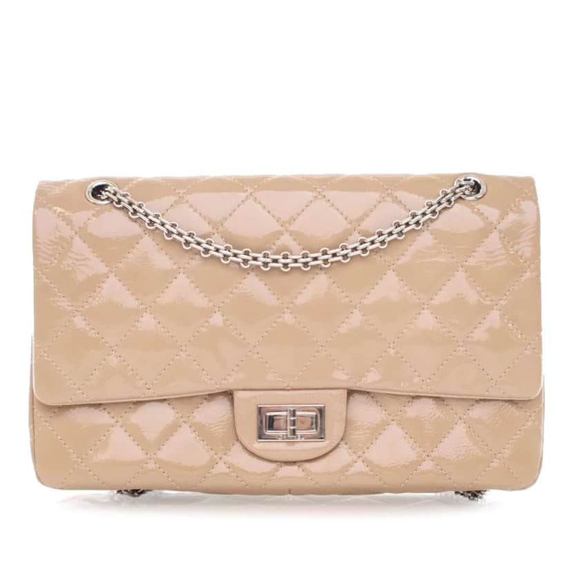 Chanel Reissue 2.55 Quilted Patent Double Flap 227 Brown Leather Good condition - Front View