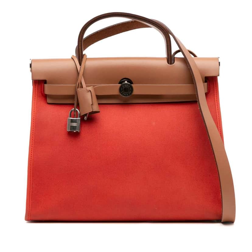 Hermès Toile Herbag Zip 31 Orange Canvas Good condition - Front View