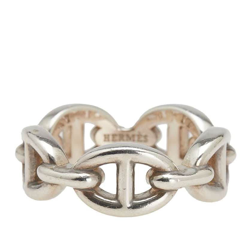 Hermès Sterling Silver Chaine d'Ancre Enchainee Ring Silver Silver Good condition - Front View