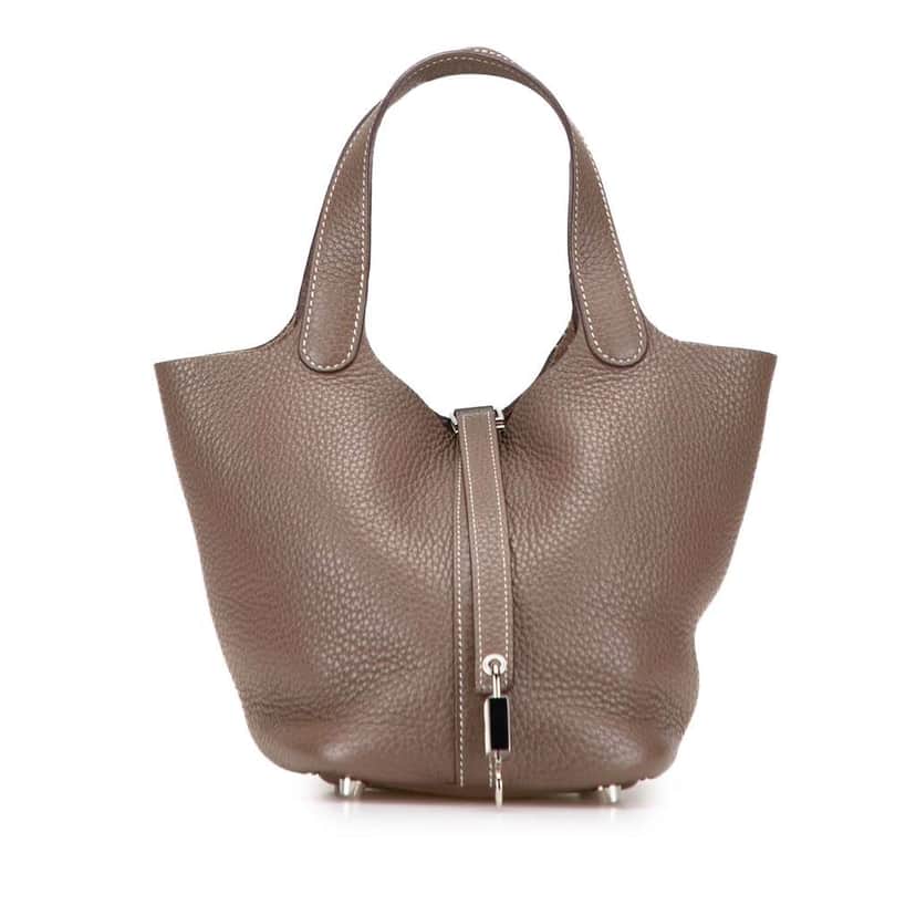 Hermès Clemence Picotin Lock 18 Brown Leather Good condition - Front View
