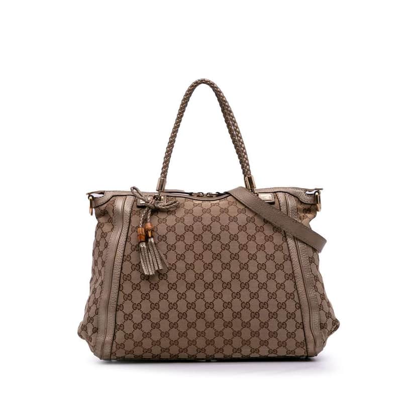 Gucci Large GG Canvas Bella Satchel Brown Canvas Good condition - Front View