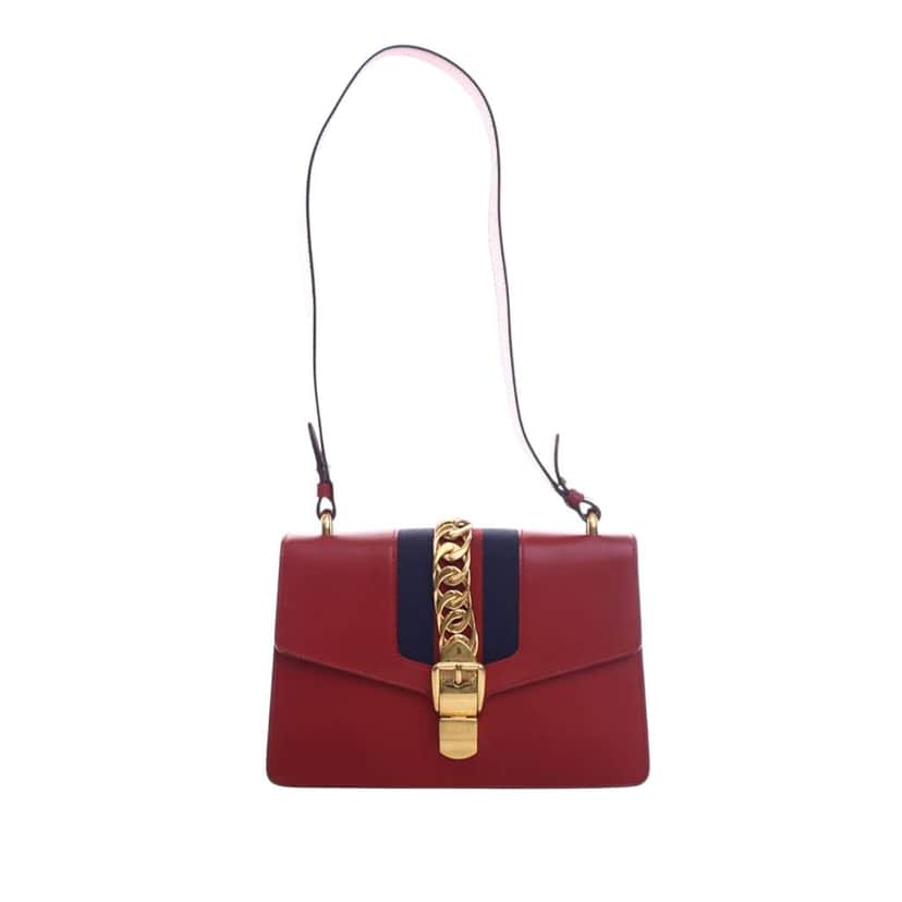 Gucci Small Leather Sylvie Web Satchel Red Leather Good condition - Front View