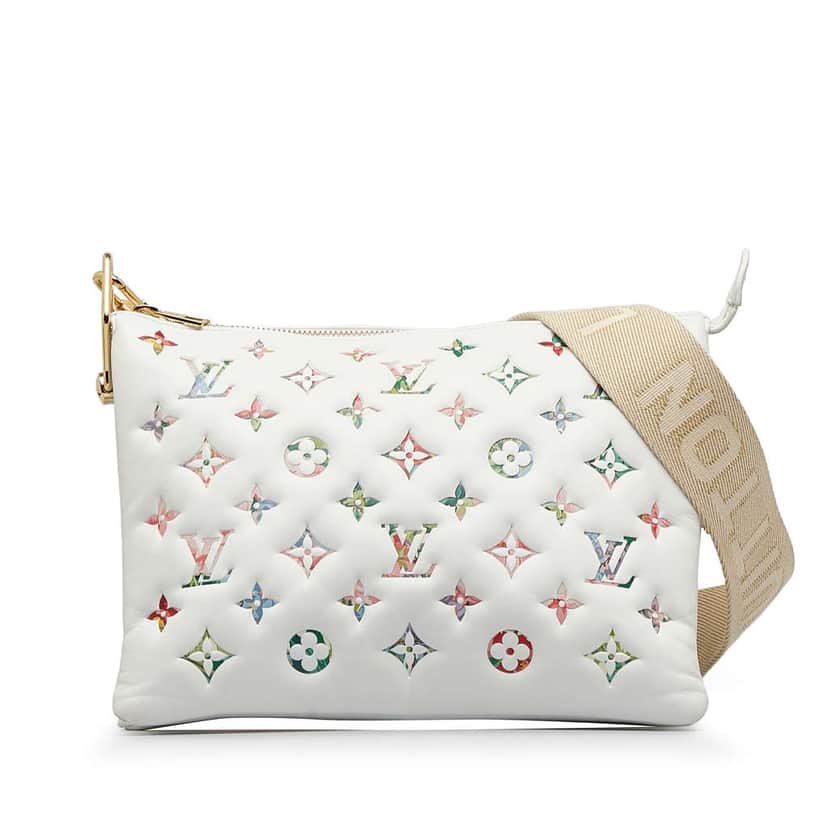 Louis Vuitton Monogram Garden Coussin PM White Leather Good condition - Front View