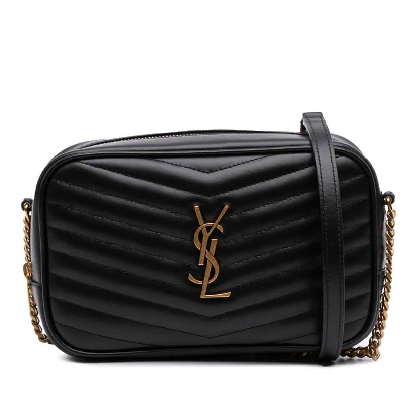 Saint Laurent Mini Matelasse Calfskin Monogram Lou Camera Bag Black Leather Good condition - Front View