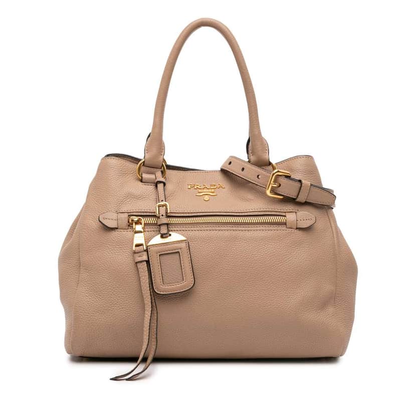 Prada Vitello Phenix Satchel Brown Leather Good condition - Front View