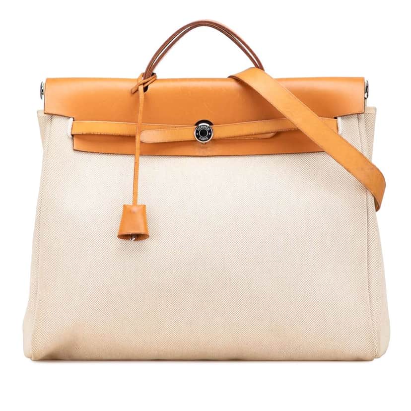 Hermès Toile Herbag Zip 39 Brown Canvas Good condition - Front View