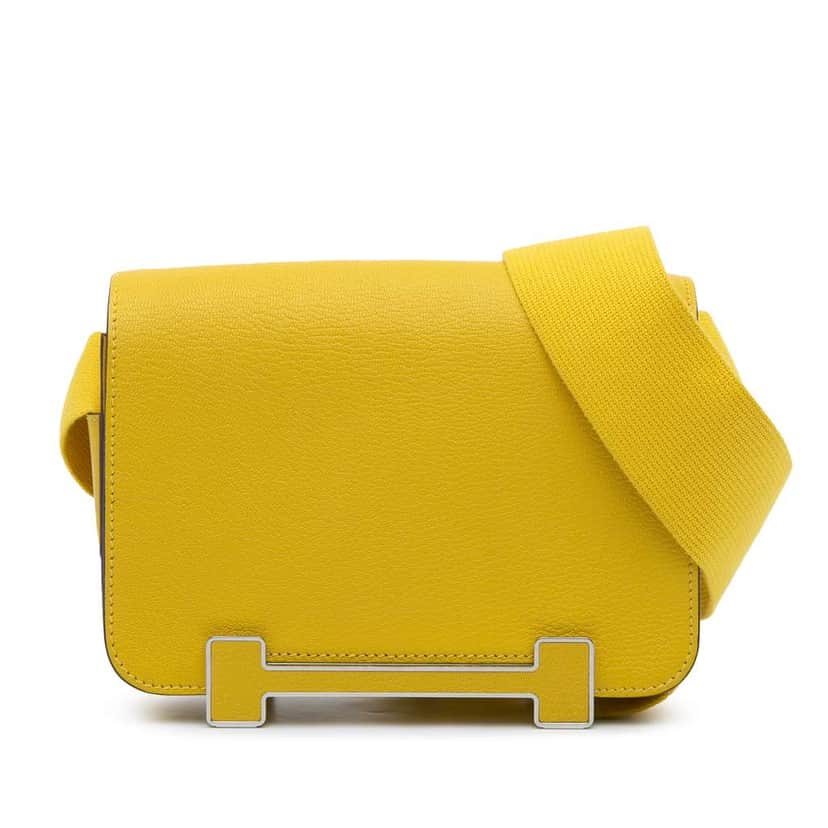 Hermès Chevre Mysore Geta Yellow Leather Good condition - Front View