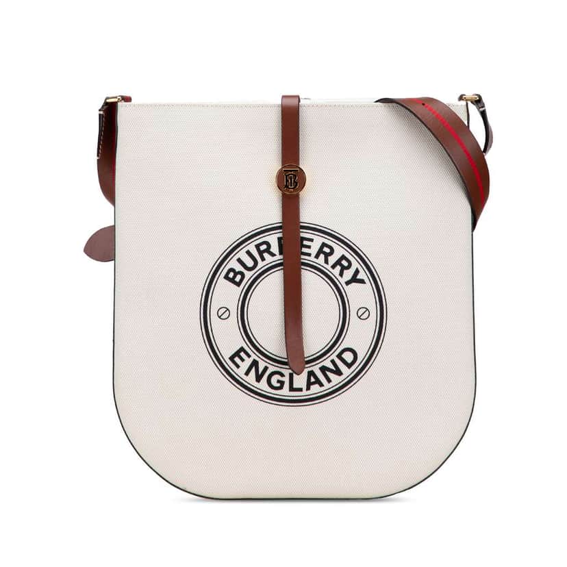 Burberry Printed Canvas Logo Anne Crossbody White Canvas Good condition - Front View