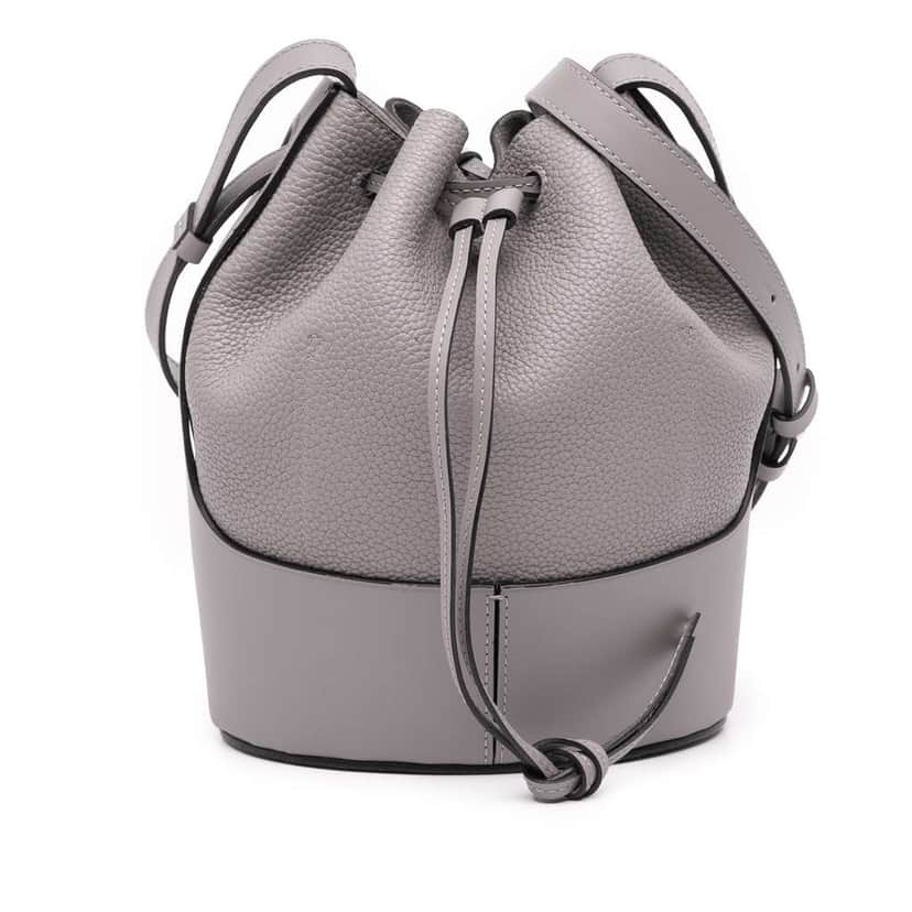 Loewe Medium Leather Balloon Bucket Bag Grey Leather Good condition - Front View