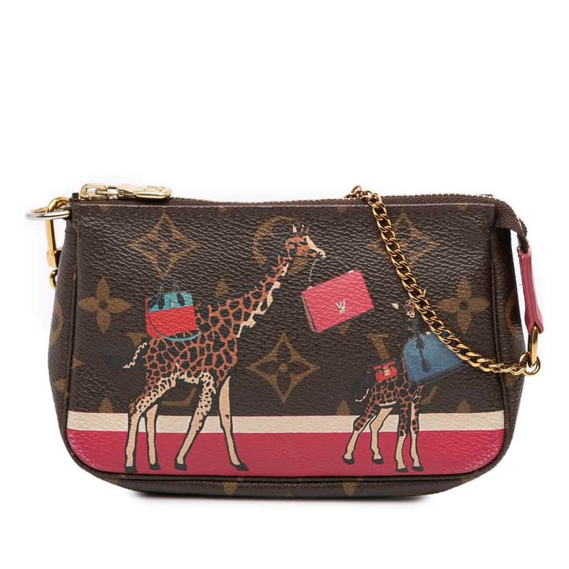 Louis Vuitton Monogram Giraffe Christmas Mini Pochette Accessoires Brown Good condition - Front View